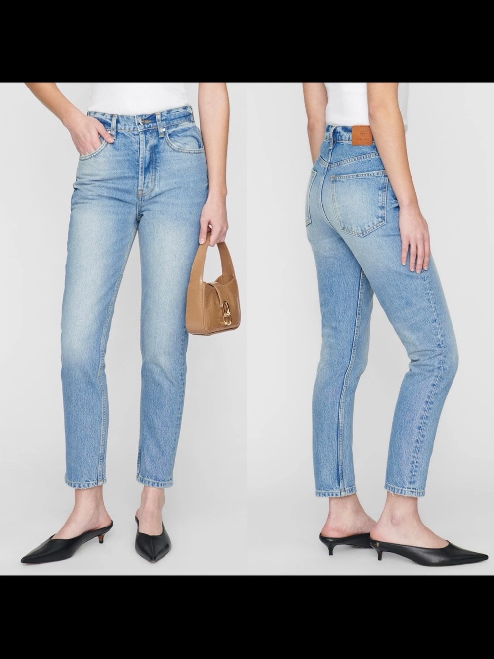 Anine Bing Sonya High Waist Ankle Slim Straight Leg Jeans Size 30